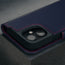Camera cutout of the Navy Blue Leather Case for iPhone 16