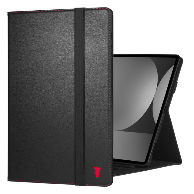Black with Red Detail Leather Case for Samsung Galaxy Tab S9 Ultra