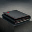 Slimline profile of the Black with Red Stitching Trifold Leather Wallet