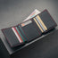 Card slots inside the Black with Red Stitching Trifold Leather Wallet