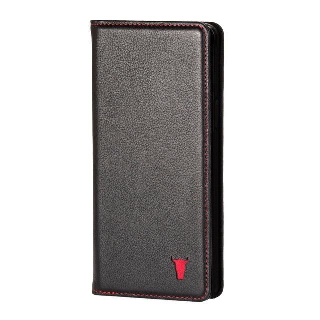 Black Leather (with Red Stitching) Stand Case for iPhone XR 