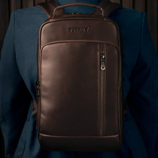 Dark Brown Leather Backpack