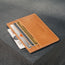 Card slots and notes compartment of the Tan Leather Credit Card Holder