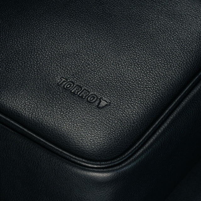 Close up of the premium Black Leather Crossbody Shoulder Satchel Bag