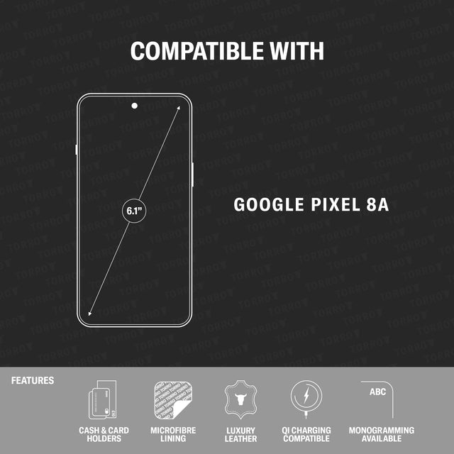 Model Compatibility and features of the Black with Red Detail Leather Case for Google Pixel 8a