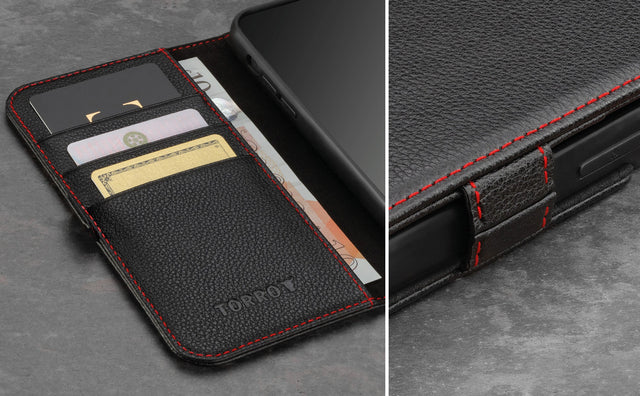 iPhone 12 Pro Max Leren Hoesje (met Stand-functie) Feature Focus