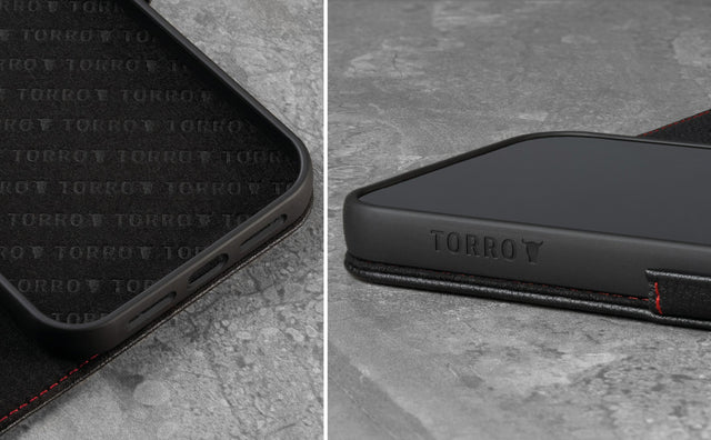 iPhone 13 Mini Leren Case (met Stand-functie) Feature Focus