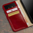 Card slots on the inside of the Red Leather Wallet Case for iPhone 15 Plus