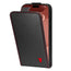 Black with Red Detail Leather Flip Case for iPhone 15 Pro