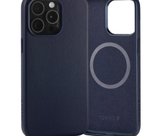 Blue Slimline Leather Bumper Case for iPhone 15 Pro Max