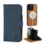 Blue Nubuck Leather Case (with detachable cover) for iPhone 15 Pro