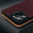 Camera cutout on the Maroon Nubuck Leather Case (with detachable cover) for iPhone 15 Pro