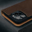 Camera cutout on the Dark Brown Nubuck Leather Case (with detachable cover) for iPhone 15 Pro Max