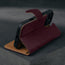 Stand function of the Maroon Nubuck Leather Case (with detachable cover) for iPhone 16 Pro Max