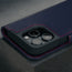 Camera cutout on the Navy Blue Leather Case for iPhone 16 Pro Max