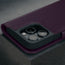 Camera cutout on the Purple Leather Case for iPhone 16 Pro Max