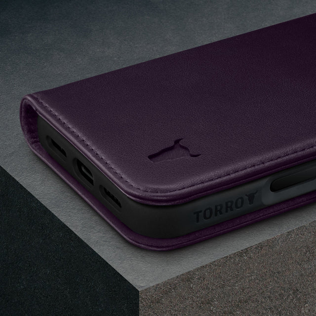Purple Leather Case for iPhone 16 Pro
