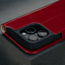 Camera cutout on the Red Leather Case for iPhone 16 Pro