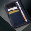 Card slots inside the Navy Blue Leather Case for iPhone 16