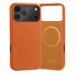 Slimline Orange Leather Bumper Case for iPhone 17 Pro Max