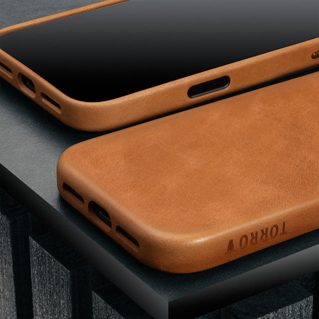 tan Leather Bumper Case for iPhone 17