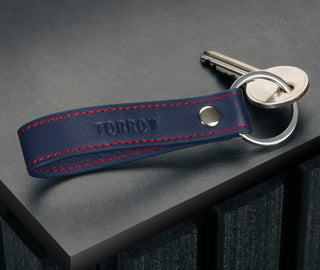 Navy Blue Leather (with Red Stitching) Keyring
