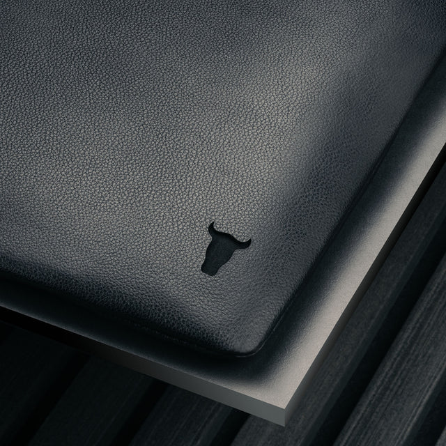 Zwart Leren laptophoes met ritssluiting