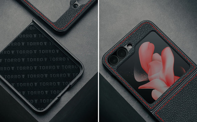 Galaxy Z Flip6 / Z Flip7 FE Leren Hoesje Feature Focus