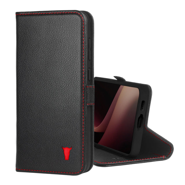 Black Leather with Red Detail Case for Galaxy S24 FE