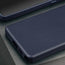 Back of the Blue Slimline Leather Bumper Case for Galaxy S25 Ultra