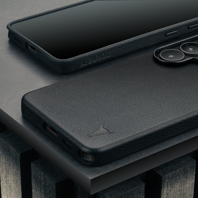 Black Leather Bumper Case for Galaxy S26 Ultra