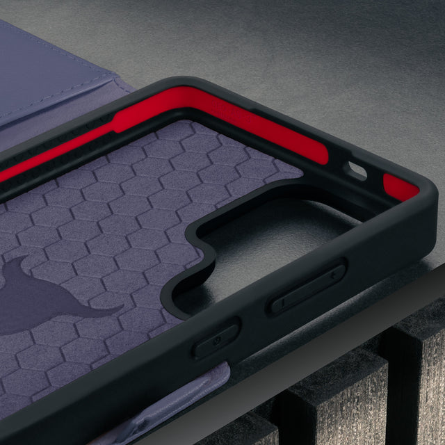 GEO-AS_3 advanced protection in the Violet Leather Stand Case for Galaxy S26 Ultra