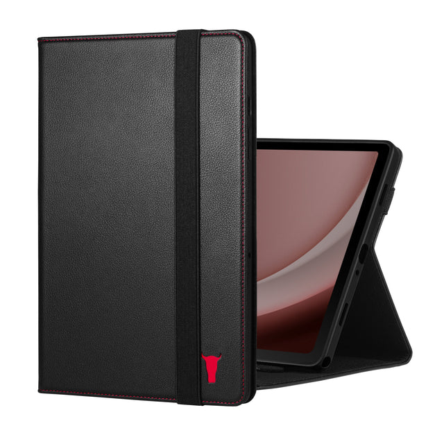 Samsung Galaxy Tab A9+ Leren Hoesje Zwart met Rood Detail