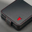 Close up of the Black with Red Stitching Leather Case for Galaxy Z Flip8