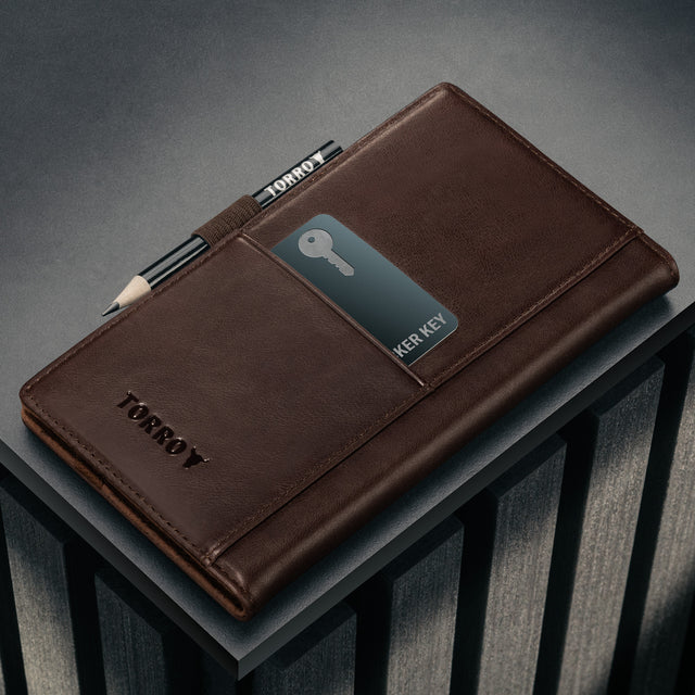 Card storage slot on the back of the Dark Brown Leather Golf Scorecard Holder