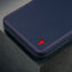 Close up of the Navy Blue Leather with Red Stitching Solo Travel Wallet