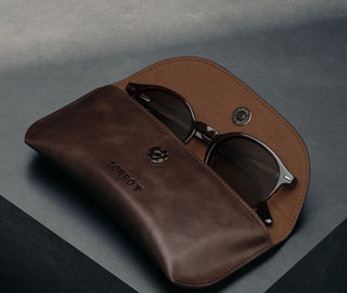 Dark Brown Leather Sunglasses Case