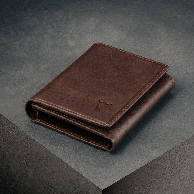 Dark Brown Trifold Leather Wallet
