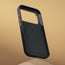 Metallic buttons and inside of the Black with Metallic Gold Detail Woven Fabric Bumper Case for iPhone 17 Pro Max