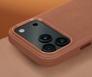 Camera lip on the Brown Woven Fabric Bumper Case for iPhone 17 Pro Max