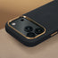Metallic camera lip on the Black with Gold Detail Woven Texture Bumper Case for iPhone 17 Pro