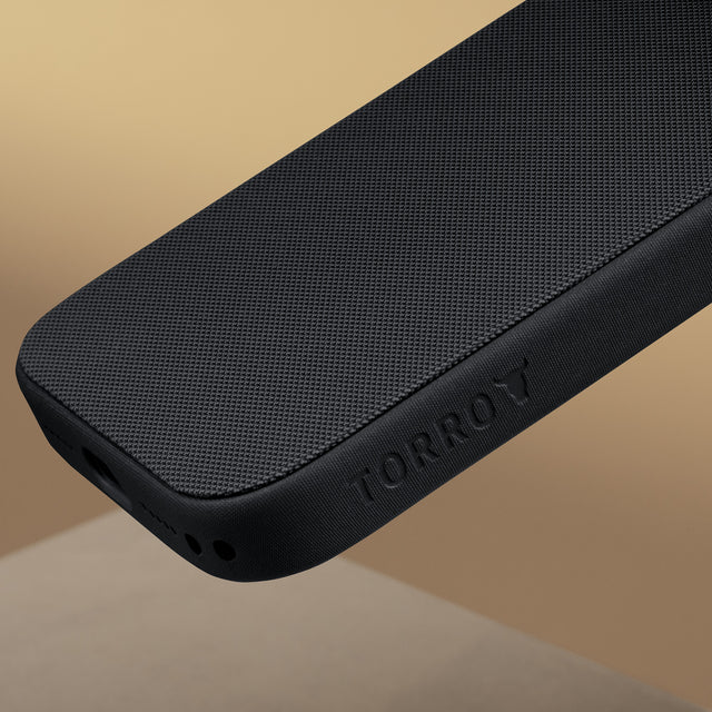 Black with Gold Detail Woven Fabric Bumper Case for iPhone 17 Pro Max