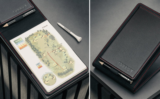 Lederen Golf Scorekaarthouder & Yardageboekhoes Feature Focus