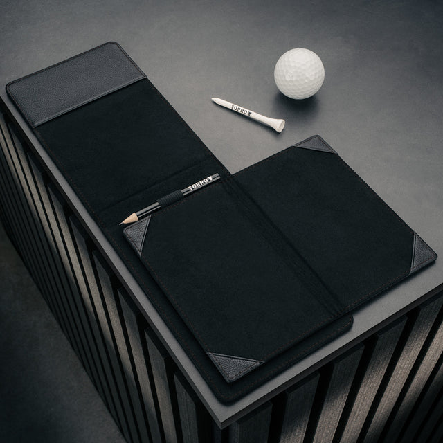 Empty Black Golf Scorecard Holder and Yardage Book Cover
